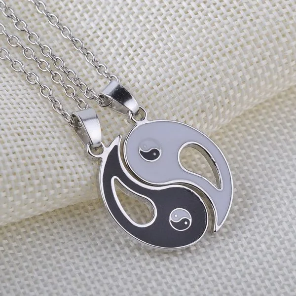 Yin Yang Siyah Beyaz Tai Chi Arkadaş Sevgili İkili Kolye - Görsel 4