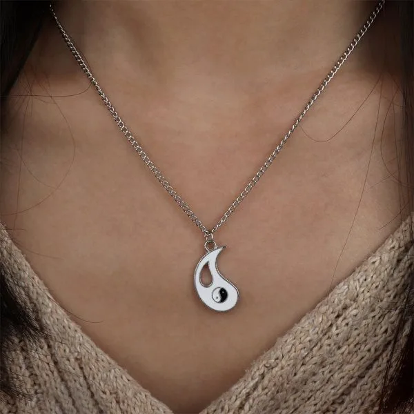 Yin Yang Siyah Beyaz Tai Chi Arkadaş Sevgili İkili Kolye - Görsel 2
