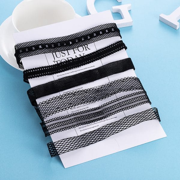 6'lı Set Choker Tasma Gerdanlık Kadife Deri Dantel Kolye MA192
