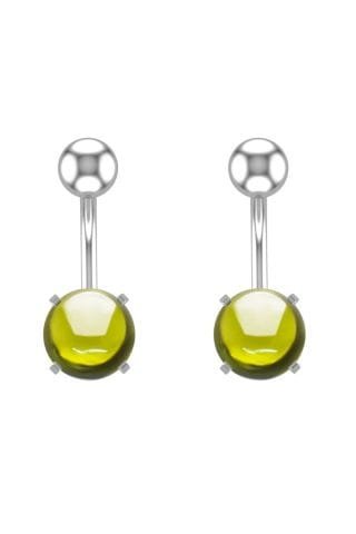 Cam Taşlı Paslanmaz Çelik Göbek Piercing